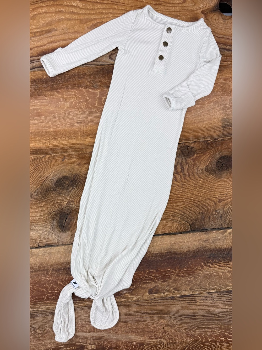 Neutral Cream Knotted Baby Sleep Sack with Button Front
